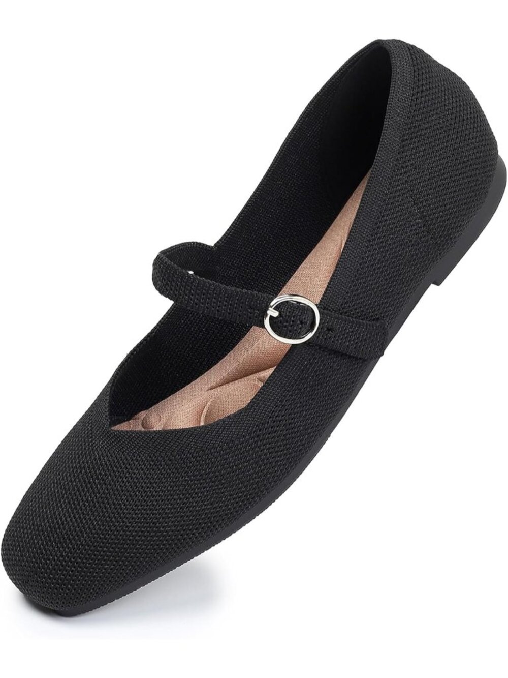 〽️Women's Mary Jane Flats Black Knitted Formal Ankle Strap Ballet Flats Shoes